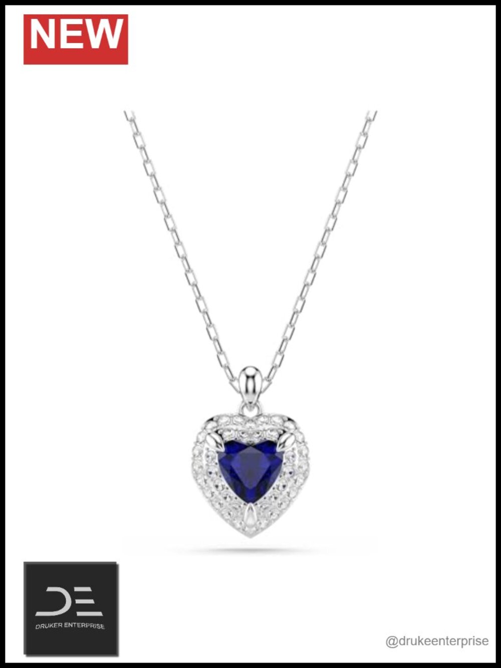 Swarovski Heart Pendant Necklace Rhodium Plated Crystal